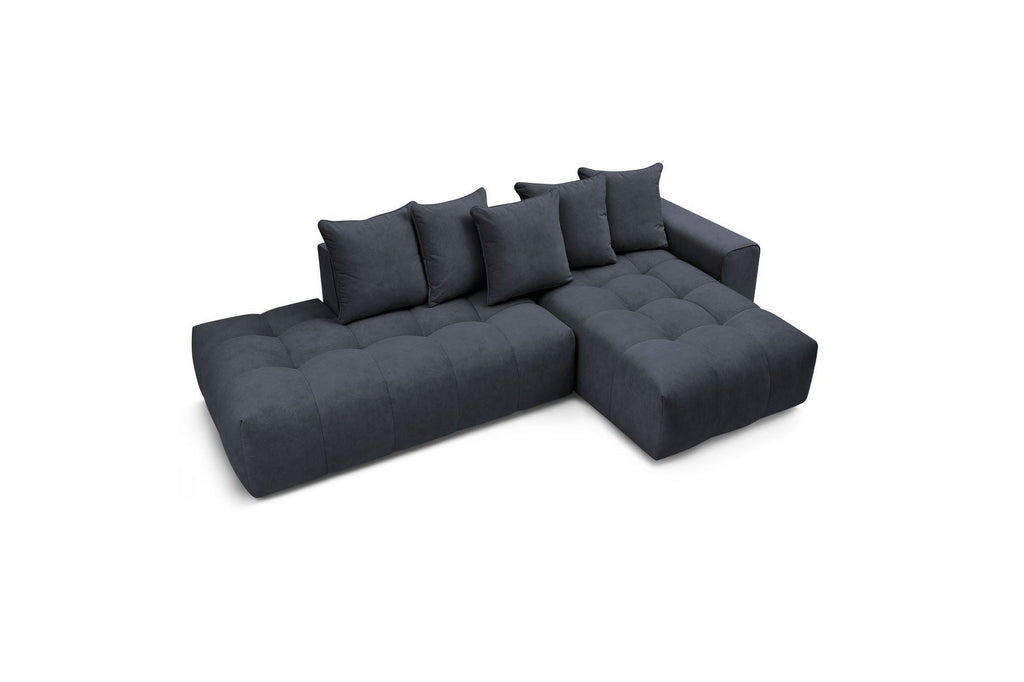 MONT WHITE fixed corner sofa in velvet - Right-hand corner - BOBOCHIC - The Bradery