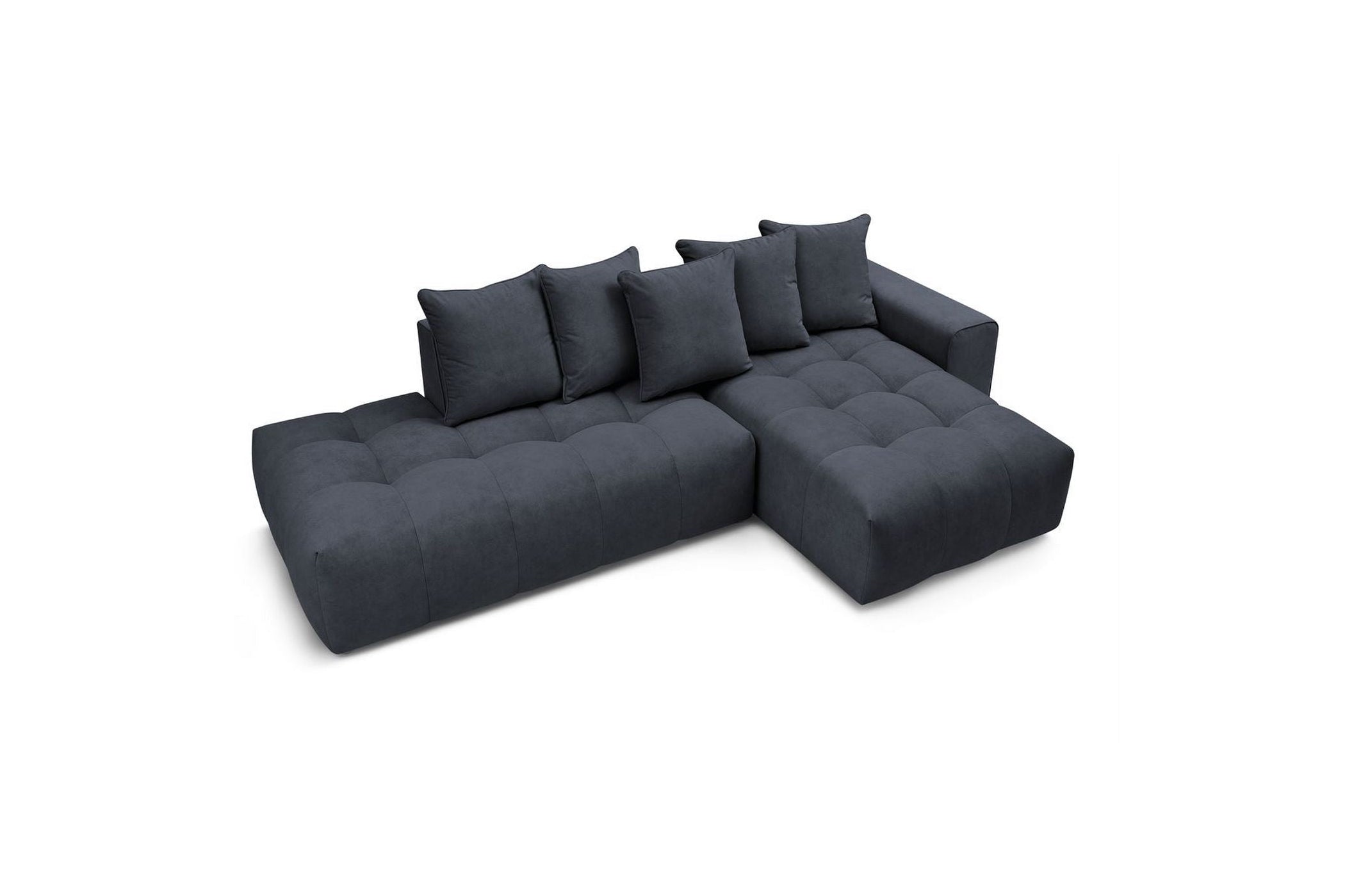 MONT WHITE fixed corner sofa in velvet - Right-hand corner - BOBOCHIC - The Bradery