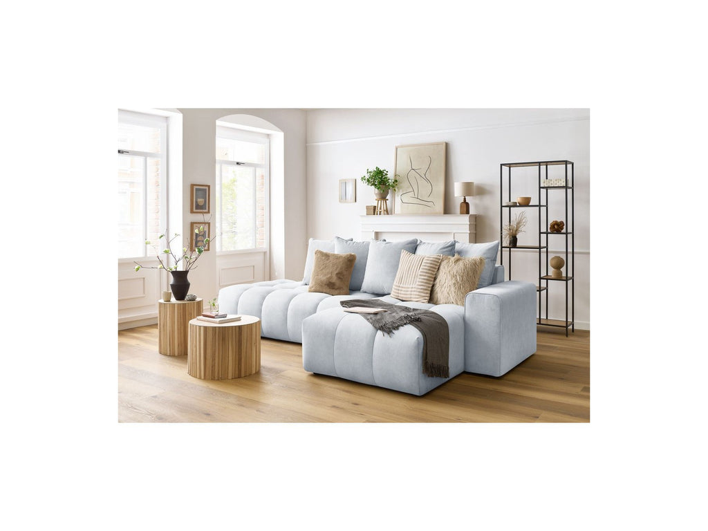 MONT WHITE fixed corner sofa in velvet - Right-hand corner - BOBOCHIC - The Bradery