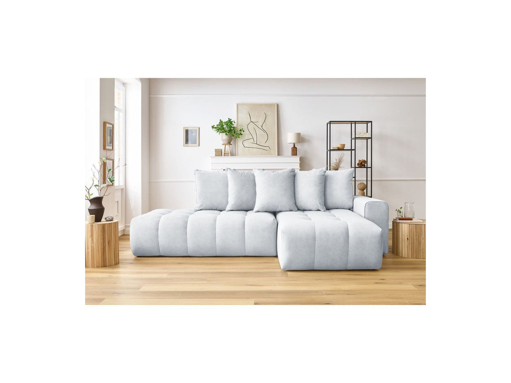 Fixed MONT WHITE corner sofa in velvet - Right-hand corner - BOBOCHIC - The Bradery