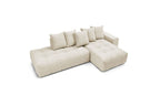 Fixed MONT WHITE corner sofa in velvet - Right-hand corner - BOBOCHIC - The Bradery