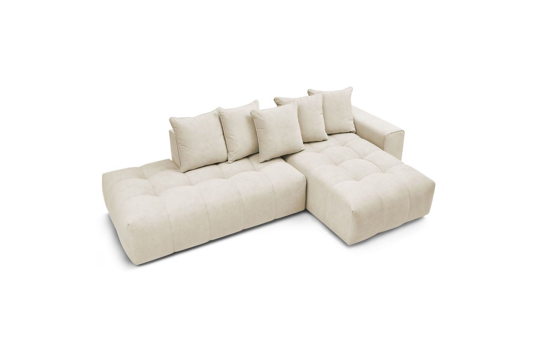 Fixed MONT WHITE corner sofa in velvet - Right-hand corner - BOBOCHIC - The Bradery
