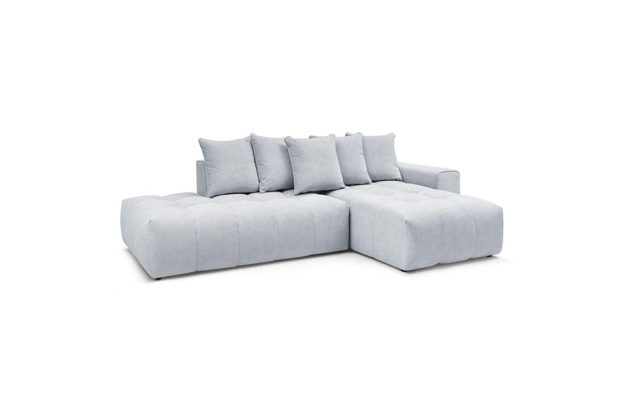 Fixed MONT WHITE corner sofa in velvet - Right-hand corner - BOBOCHIC - The Bradery