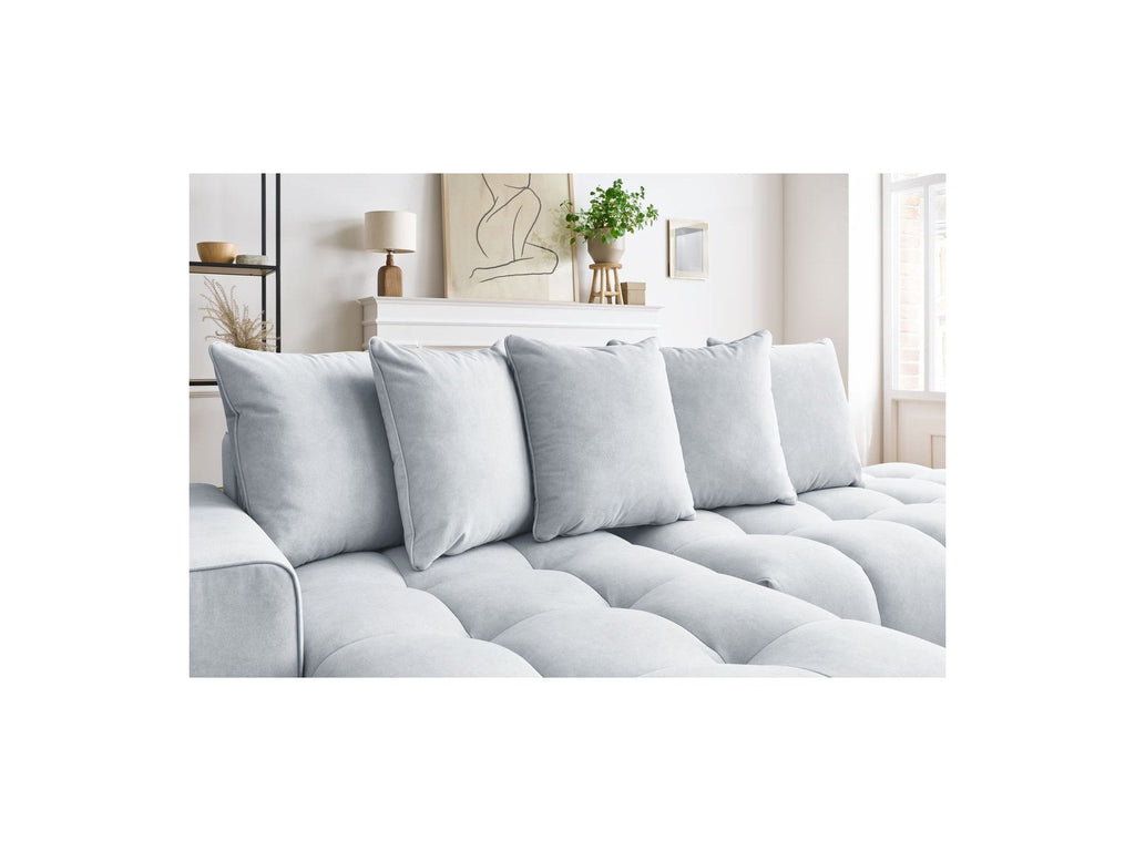 MONT WHITE fixed corner sofa in velvet - Left-hand corner - BOBOCHIC - The Bradery