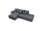 MONT WHITE fixed corner sofa in velvet - Left-hand corner - BOBOCHIC - The Bradery