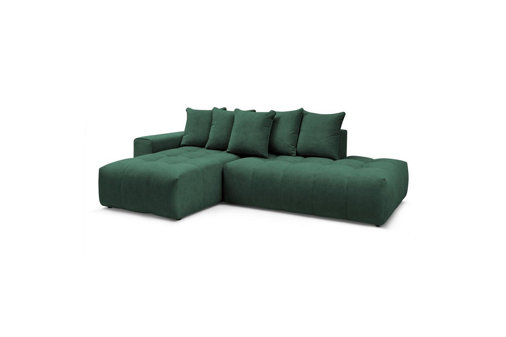 MONT WHITE fixed corner sofa in velvet - Left-hand corner - BOBOCHIC - The Bradery
