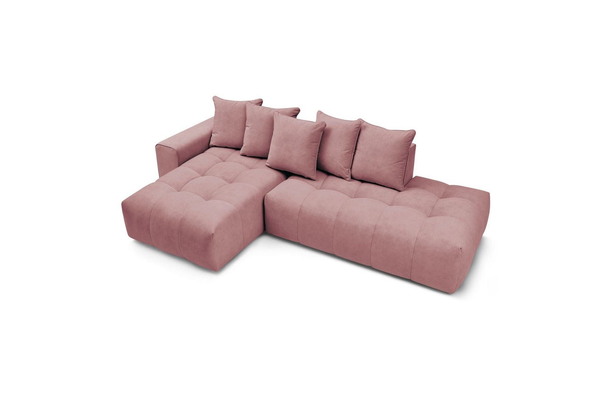 MONT WHITE fixed corner sofa in velvet - Left-hand corner - BOBOCHIC - The Bradery