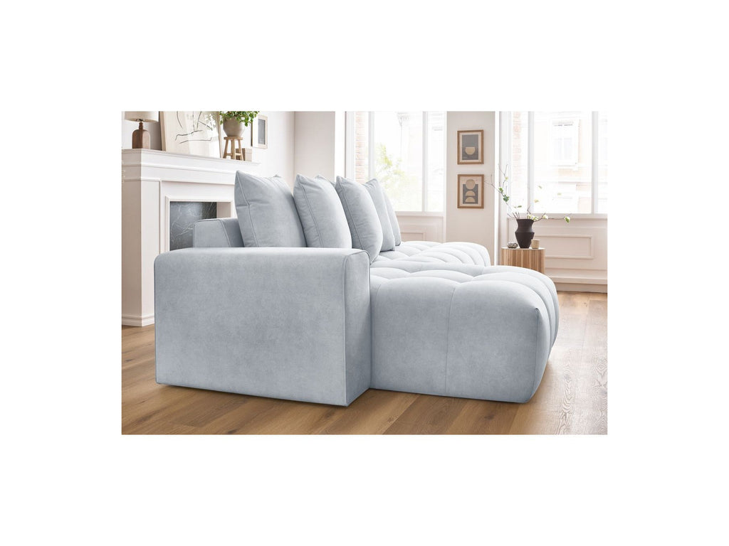 MONT WHITE fixed corner sofa in velvet - Left-hand corner - BOBOCHIC - The Bradery