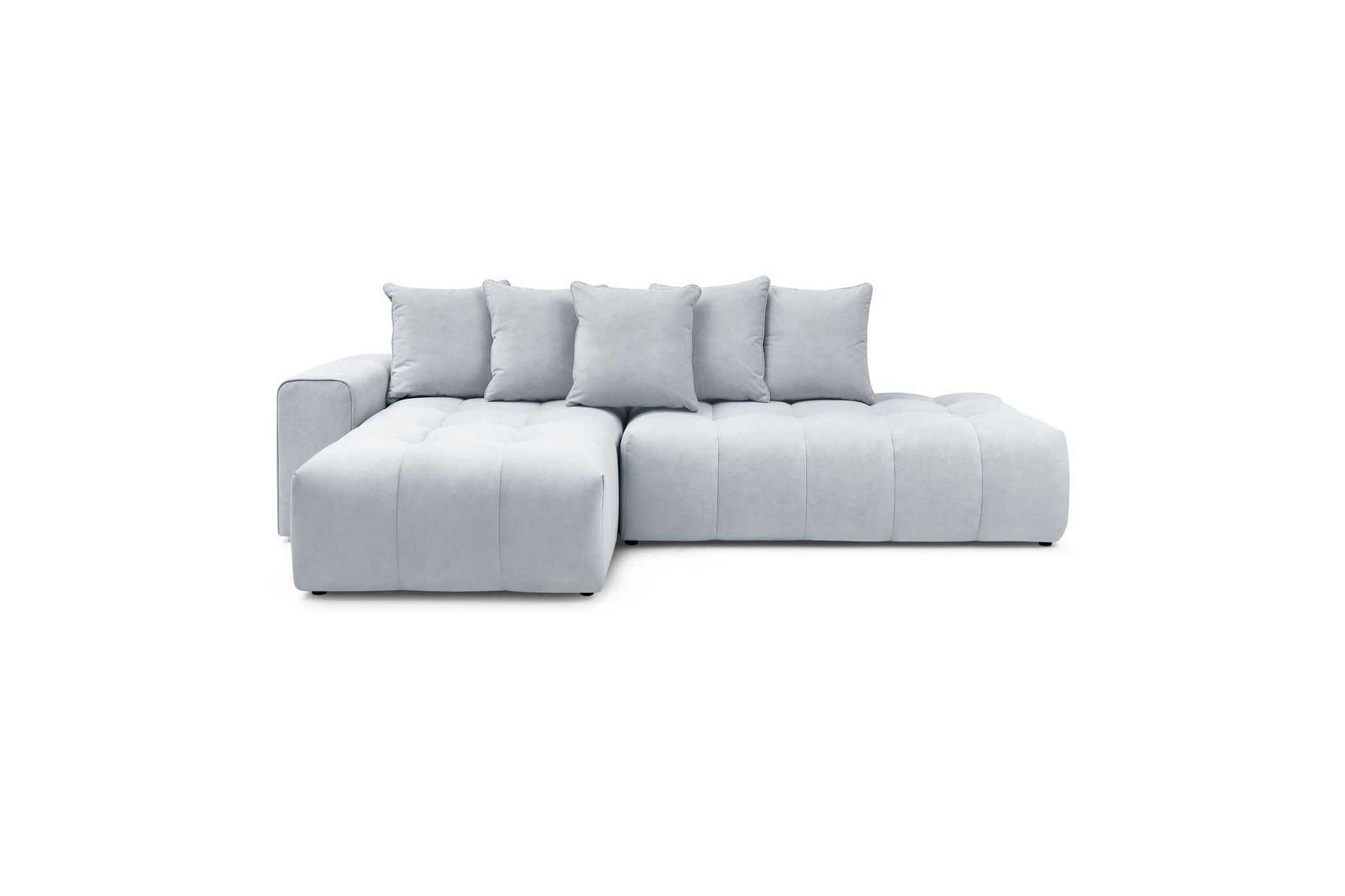 MONT WHITE fixed corner sofa in velvet - Left-hand corner - BOBOCHIC - The Bradery