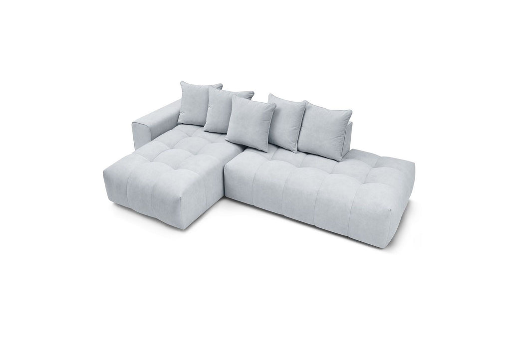 MONT WHITE fixed corner sofa in velvet - Left-hand corner - BOBOCHIC - The Bradery