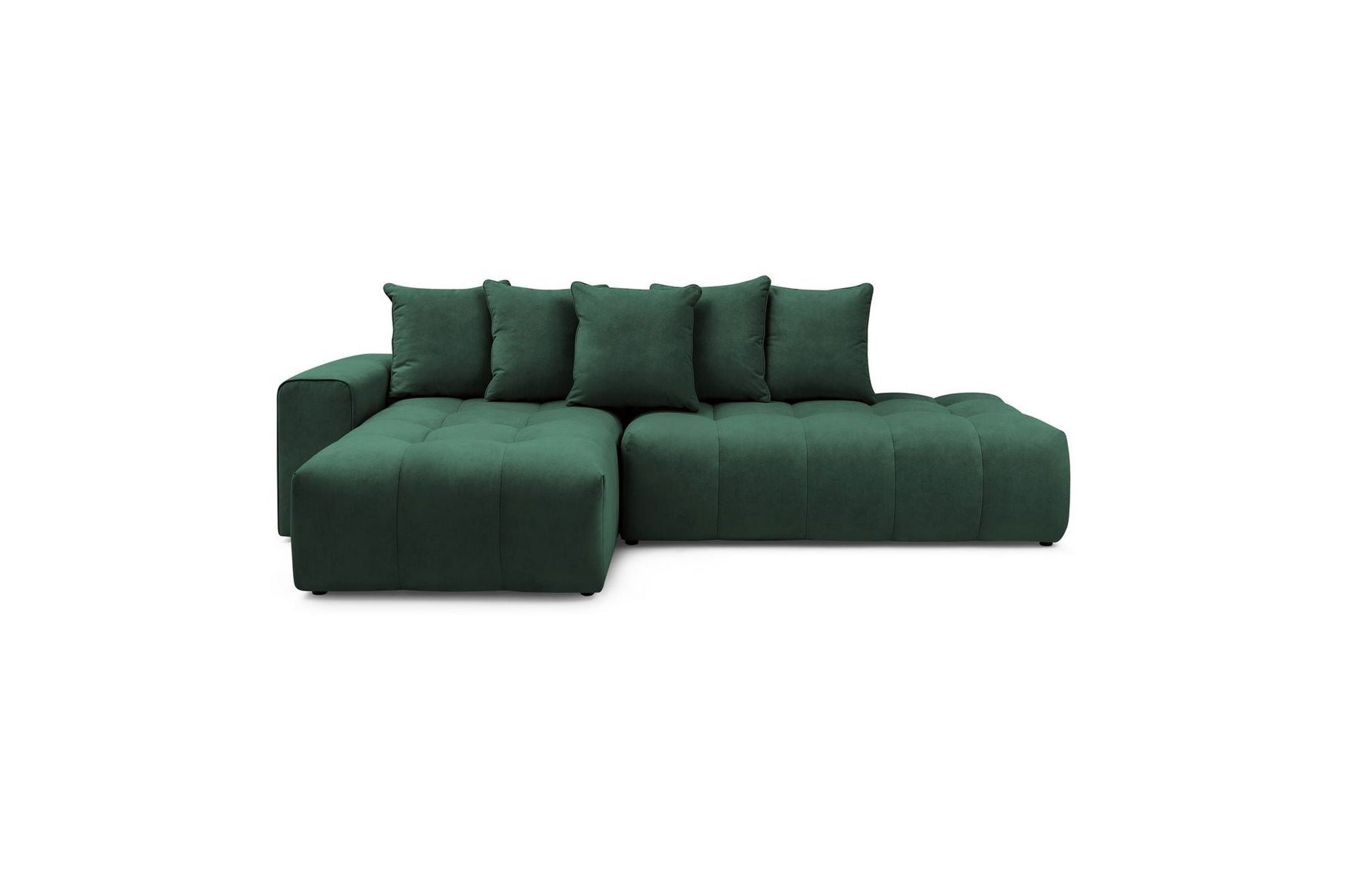 MONT WHITE fixed corner sofa in velvet - Left-hand corner - BOBOCHIC - The Bradery
