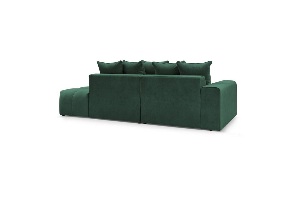 MONT WHITE fixed corner sofa in velvet - Left-hand corner - BOBOCHIC - The Bradery