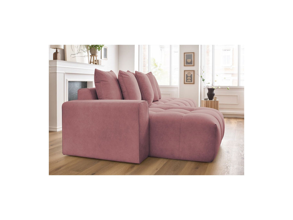 MONT WHITE fixed corner sofa in velvet - Left-hand corner - BOBOCHIC - The Bradery