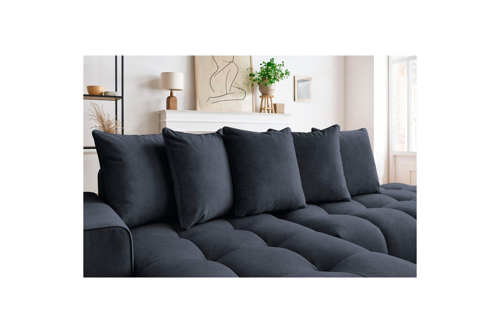 MONT WHITE fixed corner sofa in velvet - Left-hand corner - BOBOCHIC - The Bradery