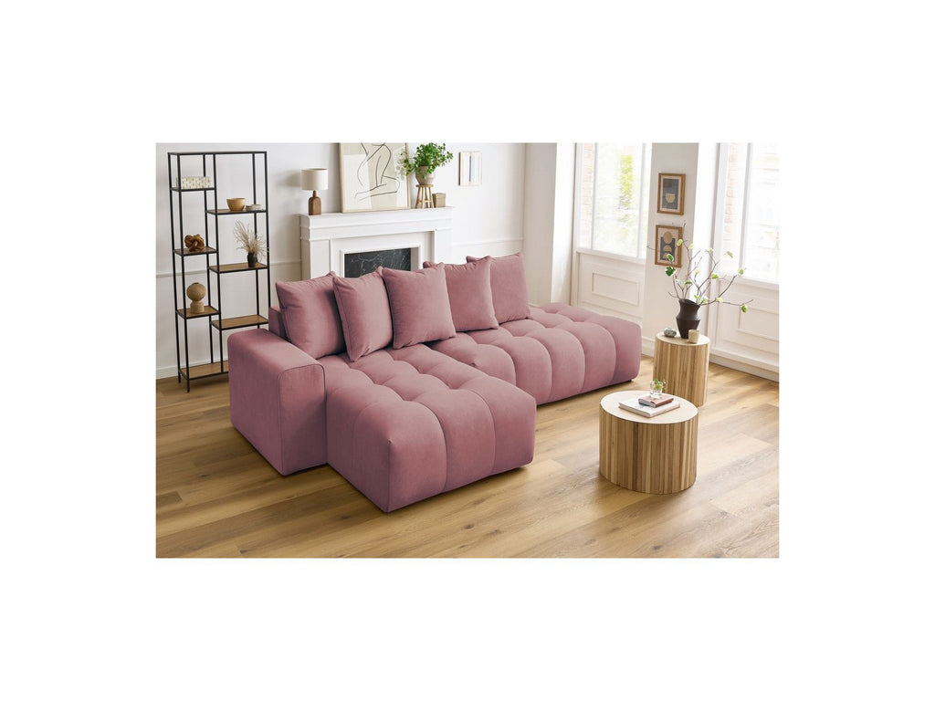 MONT WHITE fixed corner sofa in velvet - Left-hand corner - BOBOCHIC - The Bradery
