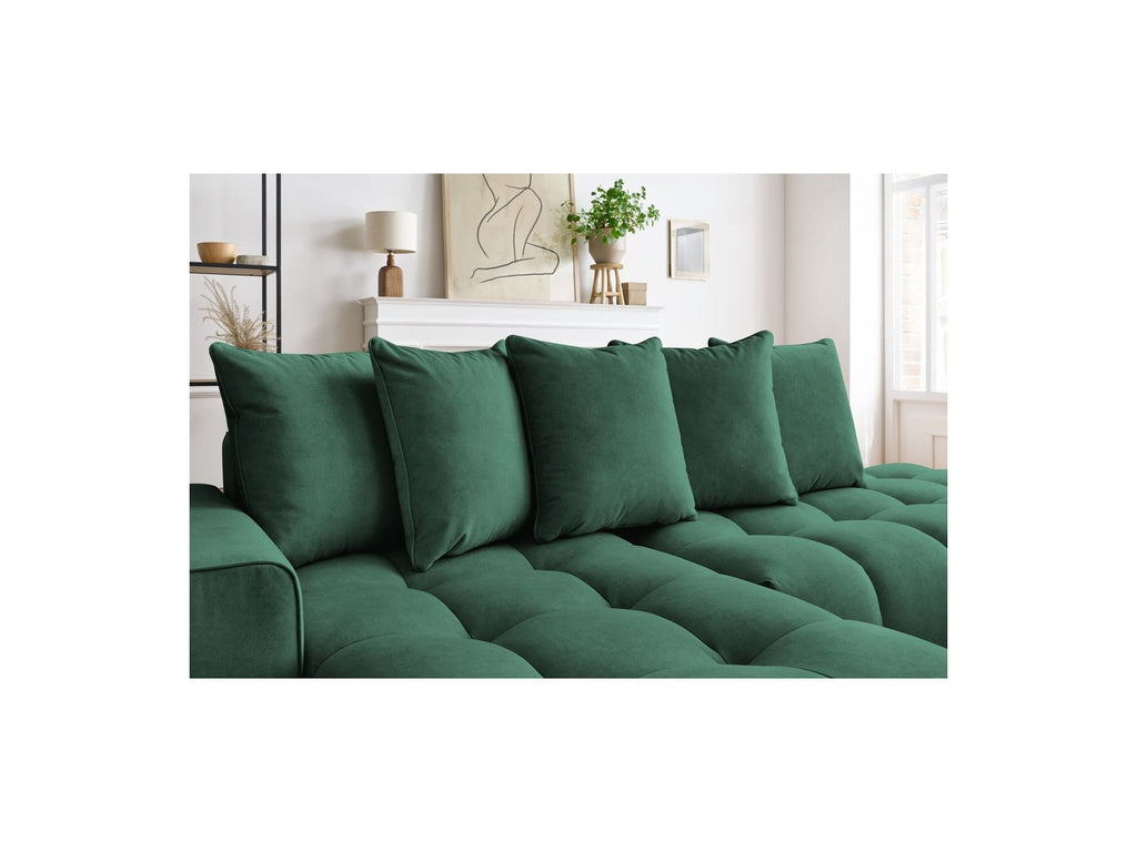 MONT WHITE fixed corner sofa in velvet - Left-hand corner - BOBOCHIC - The Bradery