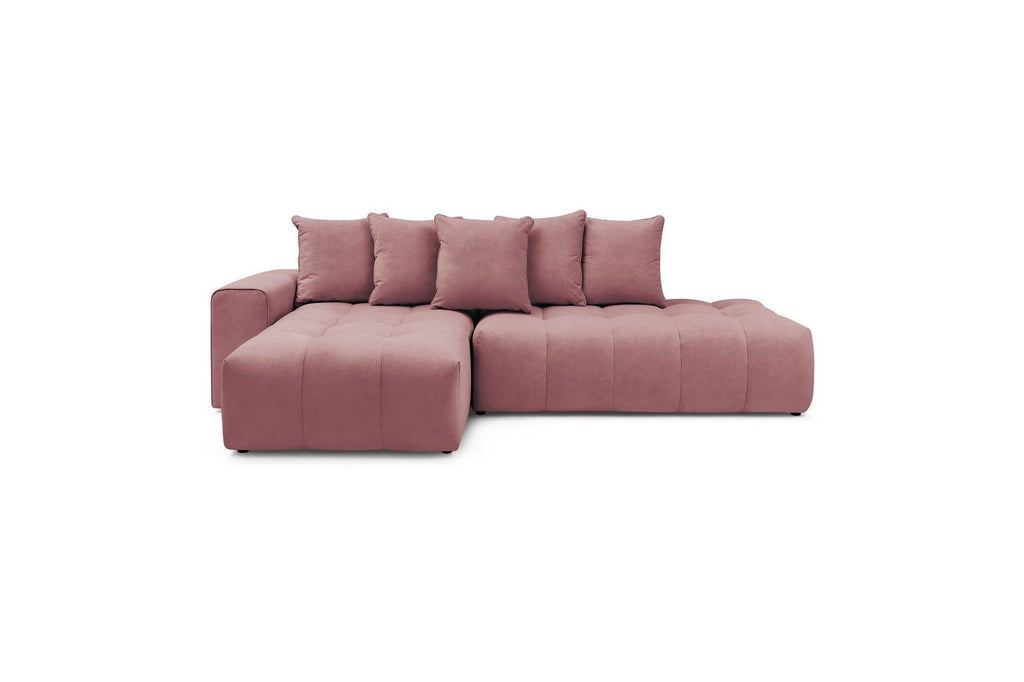 MONT WHITE fixed corner sofa in velvet - Left-hand corner - BOBOCHIC - The Bradery