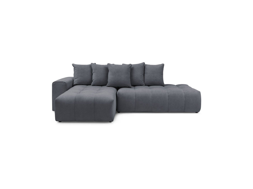 MONT WHITE fixed corner sofa in velvet - Left-hand corner - BOBOCHIC - The Bradery