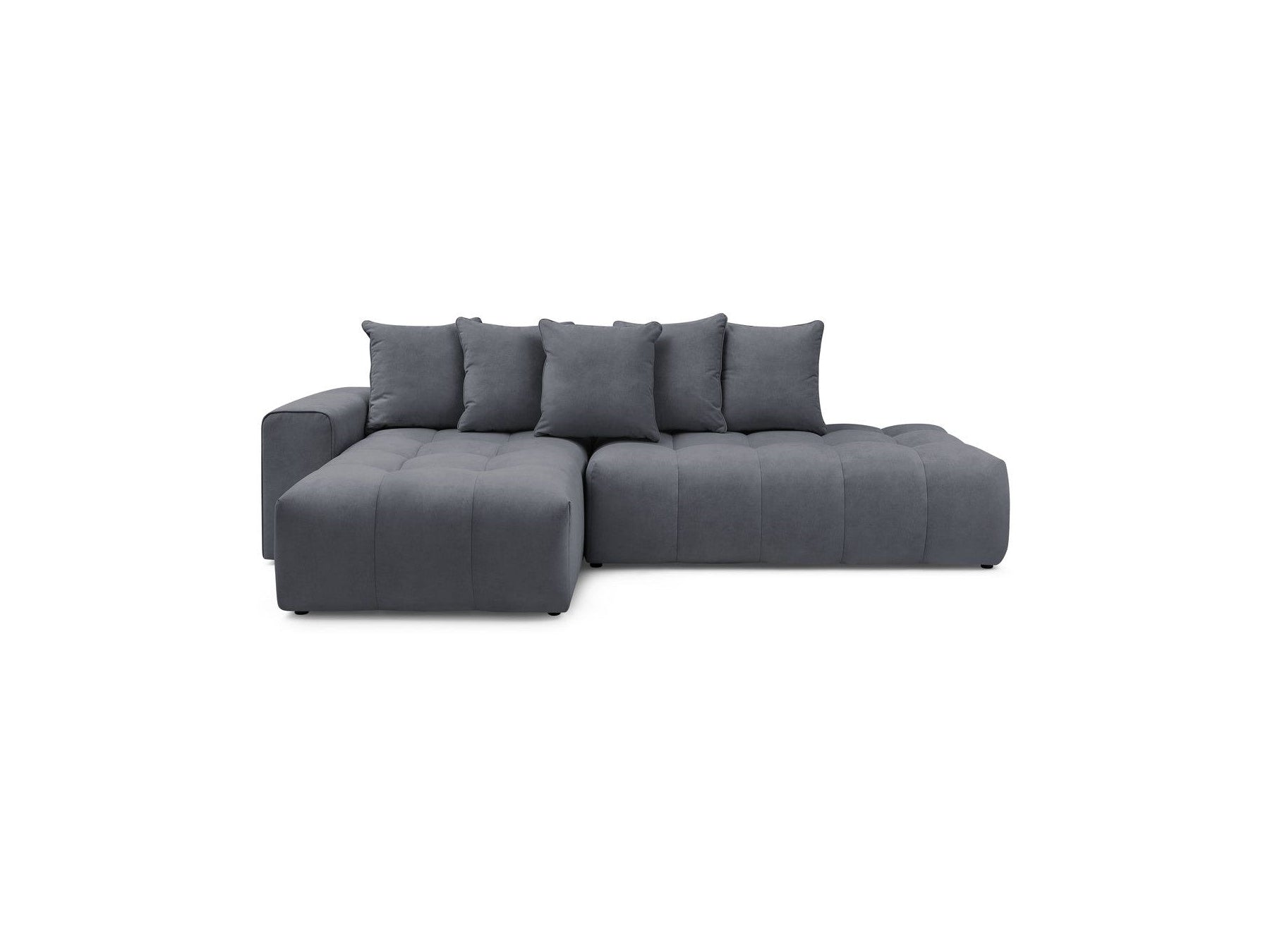 MONT WHITE fixed corner sofa in velvet - Left-hand corner - BOBOCHIC - The Bradery