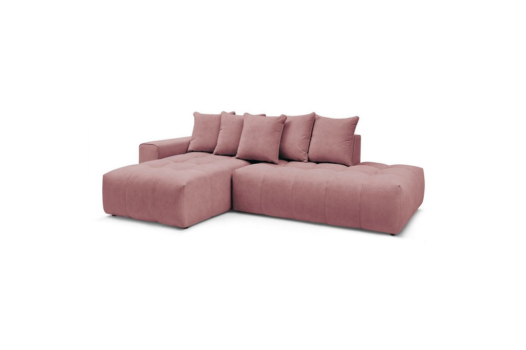MONT WHITE fixed corner sofa in velvet - Left-hand corner - BOBOCHIC - The Bradery
