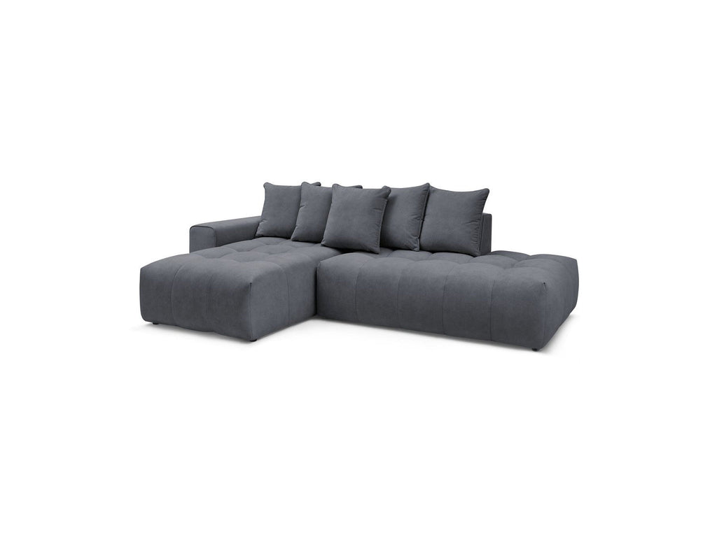 MONT WHITE fixed corner sofa in velvet - Left-hand corner - BOBOCHIC - The Bradery