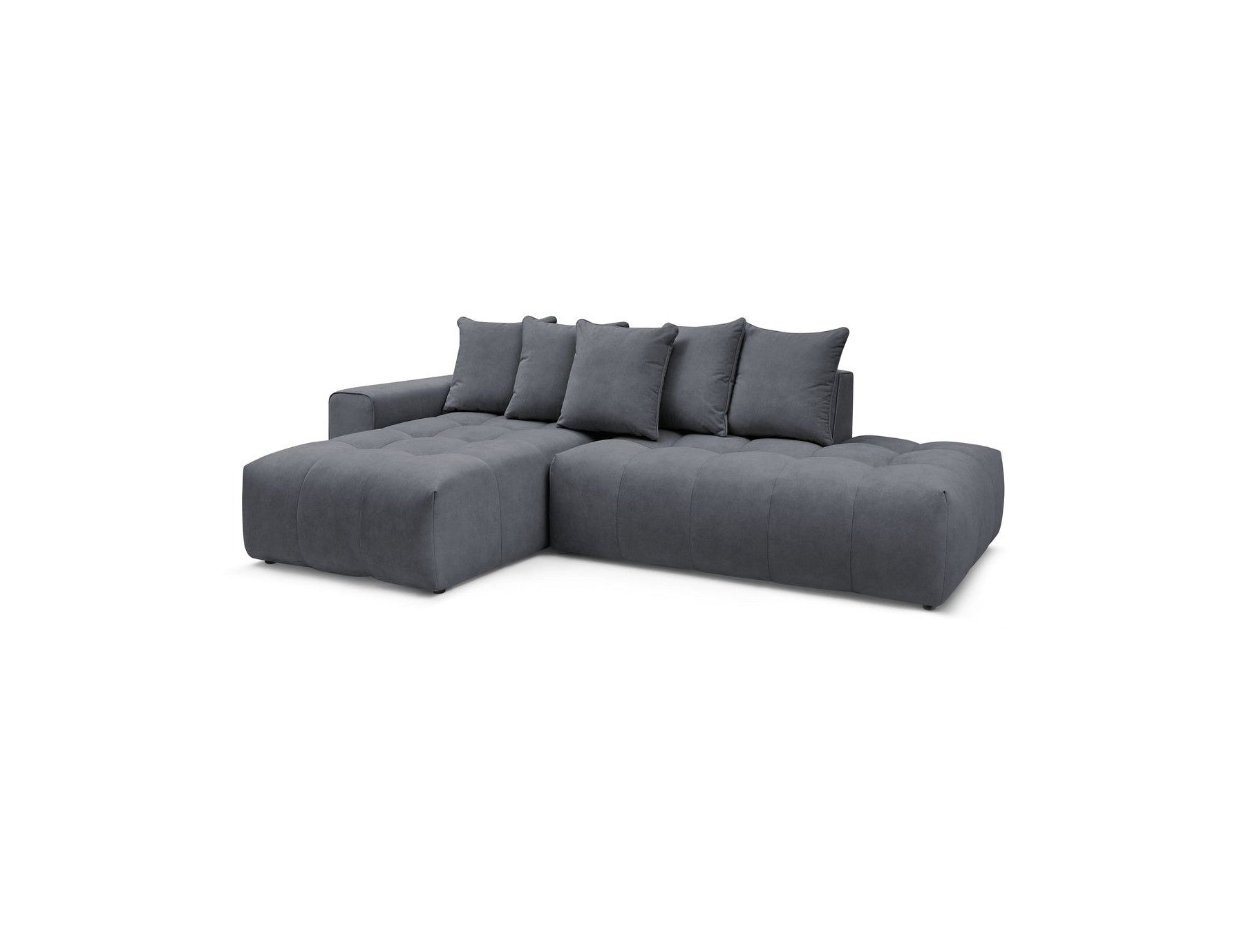 MONT WHITE fixed corner sofa in velvet - Left-hand corner - BOBOCHIC - The Bradery