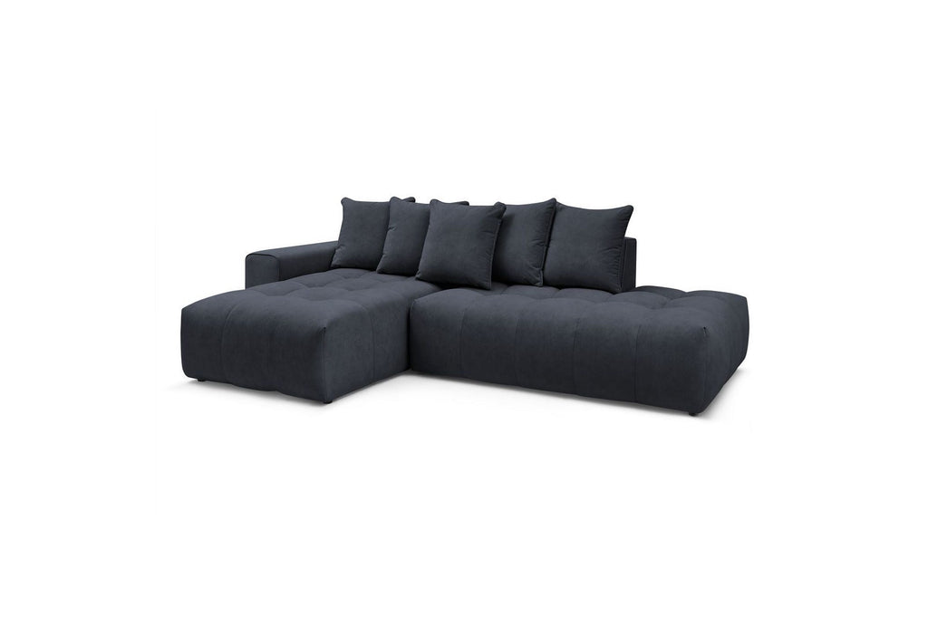 MONT WHITE fixed corner sofa in velvet - Left-hand corner - BOBOCHIC - The Bradery