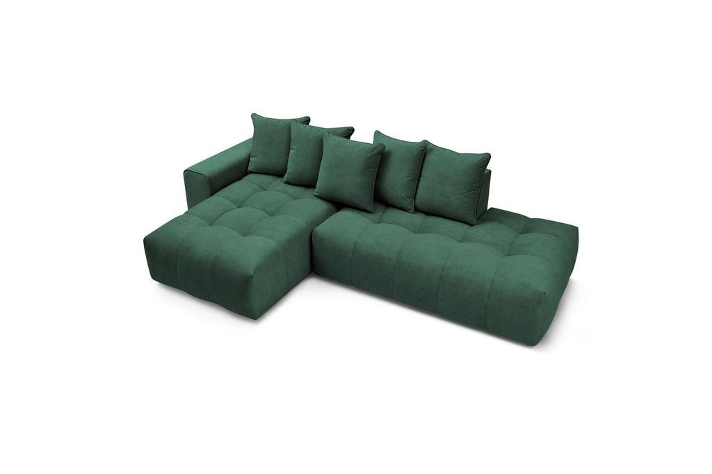 MONT WHITE fixed corner sofa in velvet - Left-hand corner - BOBOCHIC - The Bradery