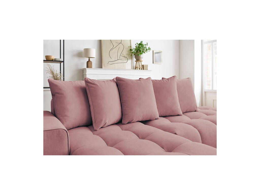 MONT WHITE fixed corner sofa in velvet - Left-hand corner - BOBOCHIC - The Bradery