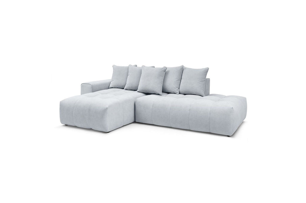 MONT WHITE fixed corner sofa in velvet - Left-hand corner - BOBOCHIC - The Bradery