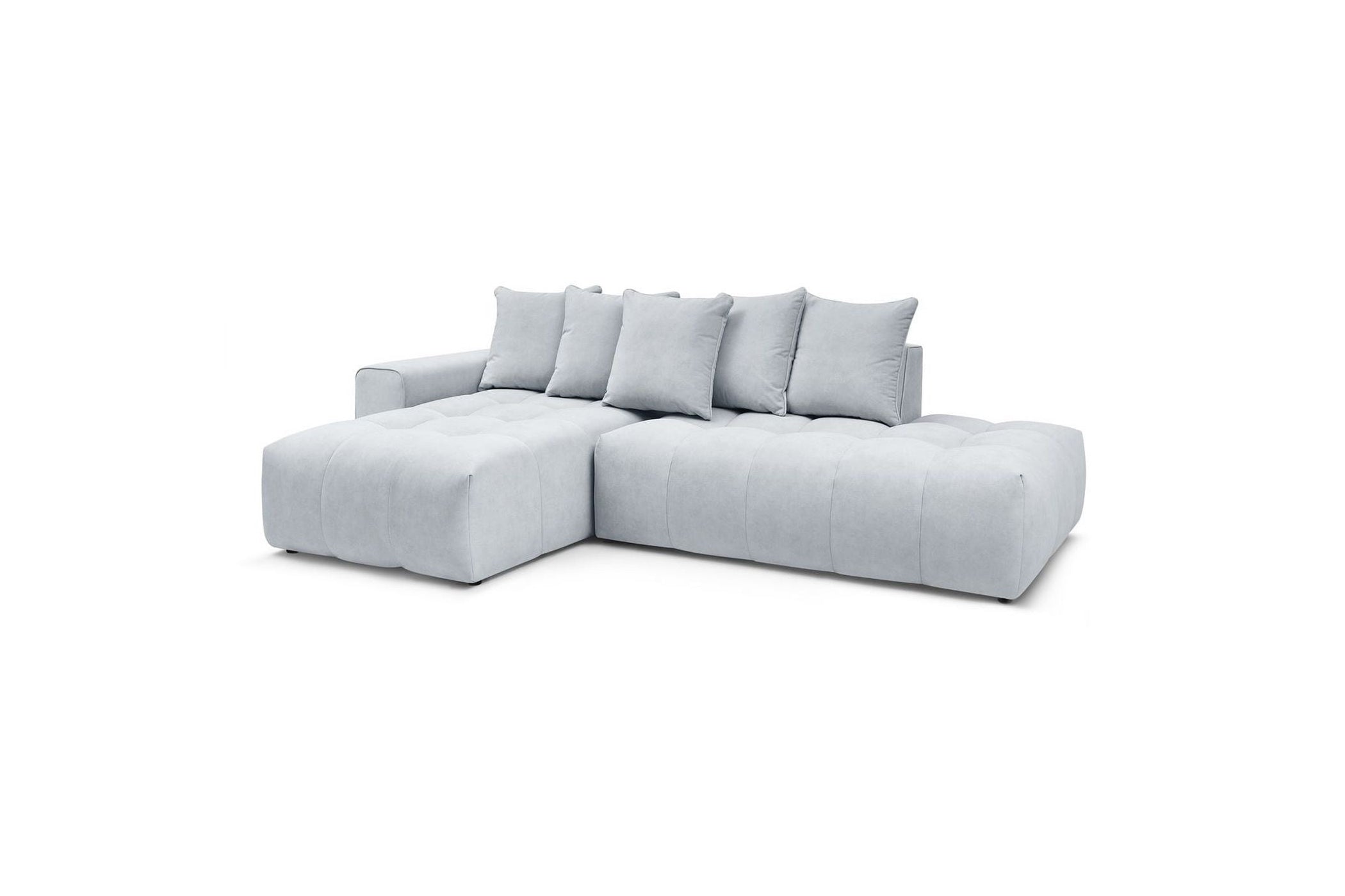 MONT WHITE fixed corner sofa in velvet - Left-hand corner - BOBOCHIC - The Bradery