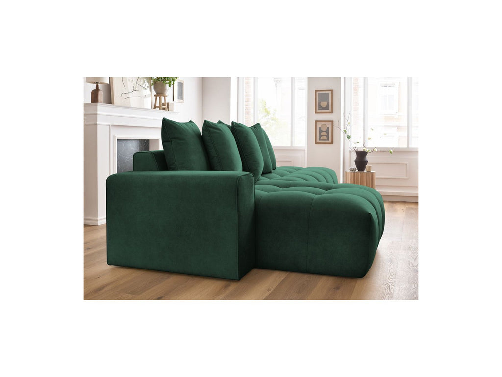 MONT WHITE fixed corner sofa in velvet - Left-hand corner - BOBOCHIC - The Bradery
