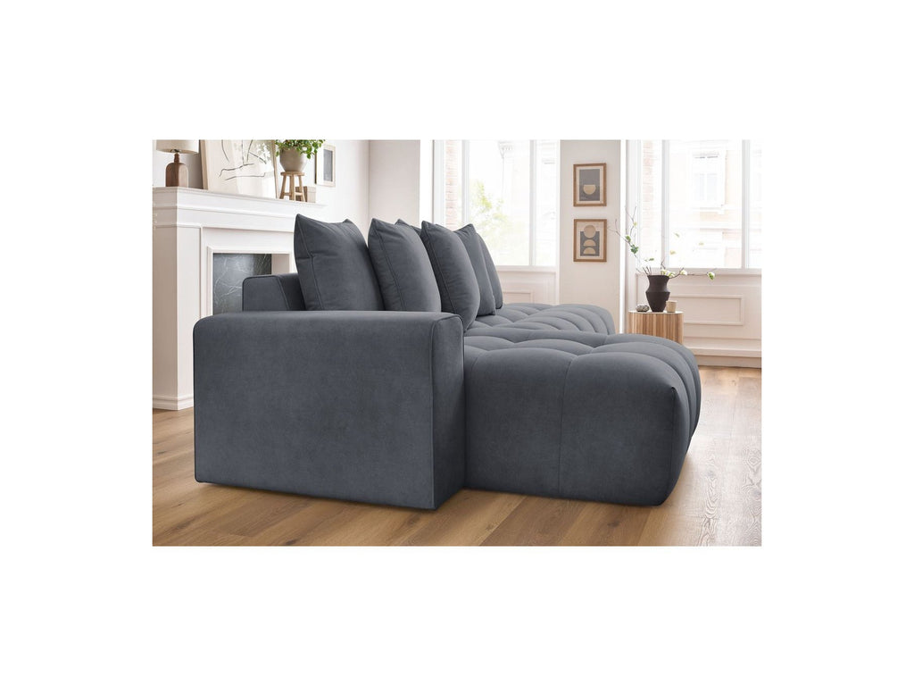 MONT WHITE fixed corner sofa in velvet - Left-hand corner - BOBOCHIC - The Bradery