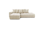 MONT WHITE fixed corner sofa in velvet - Left-hand corner - BOBOCHIC - The Bradery