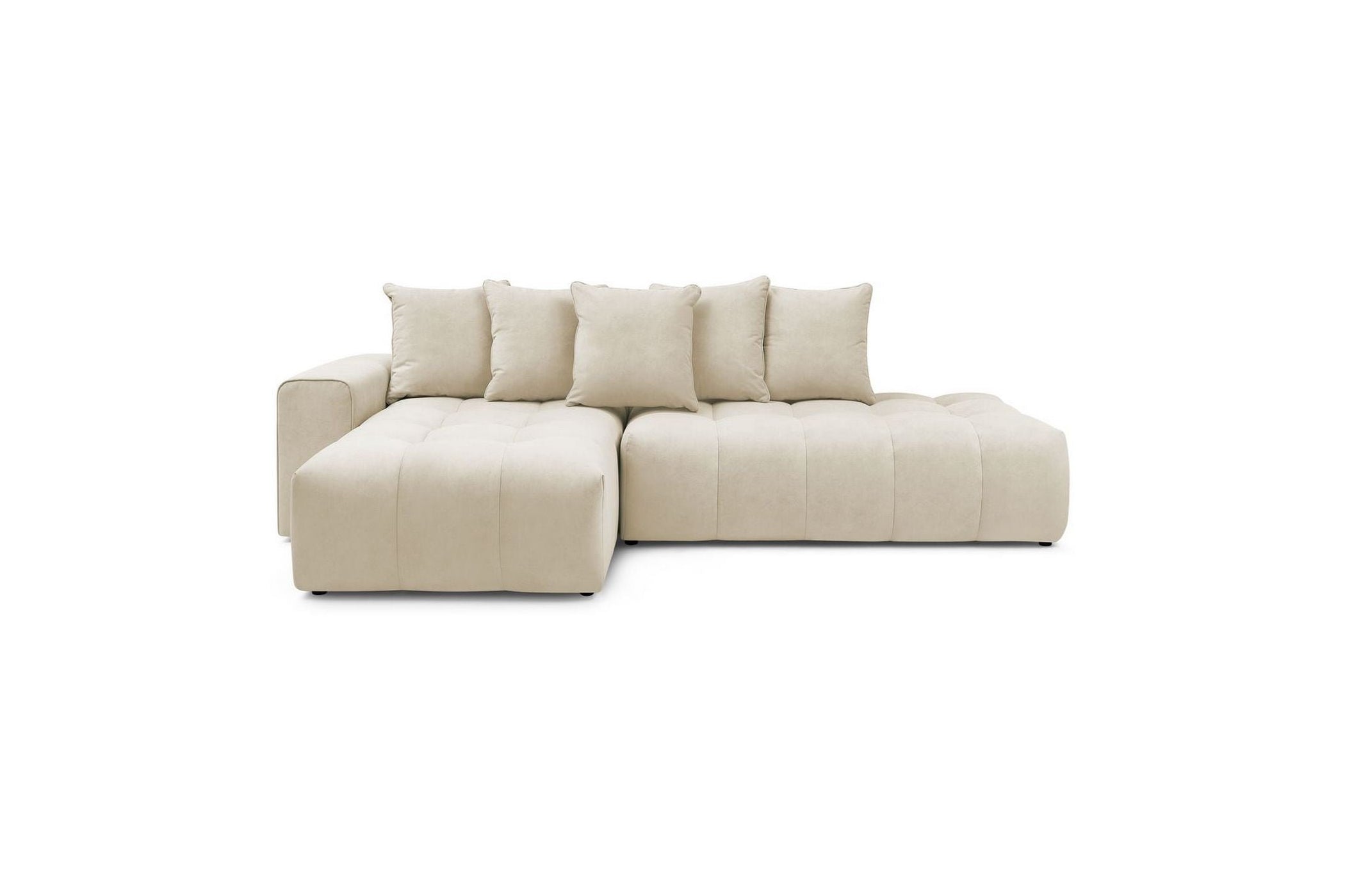 MONT WHITE fixed corner sofa in velvet - Left-hand corner - BOBOCHIC - The Bradery