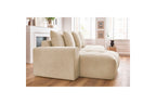 MONT WHITE fixed corner sofa in velvet - Left-hand corner - BOBOCHIC - The Bradery