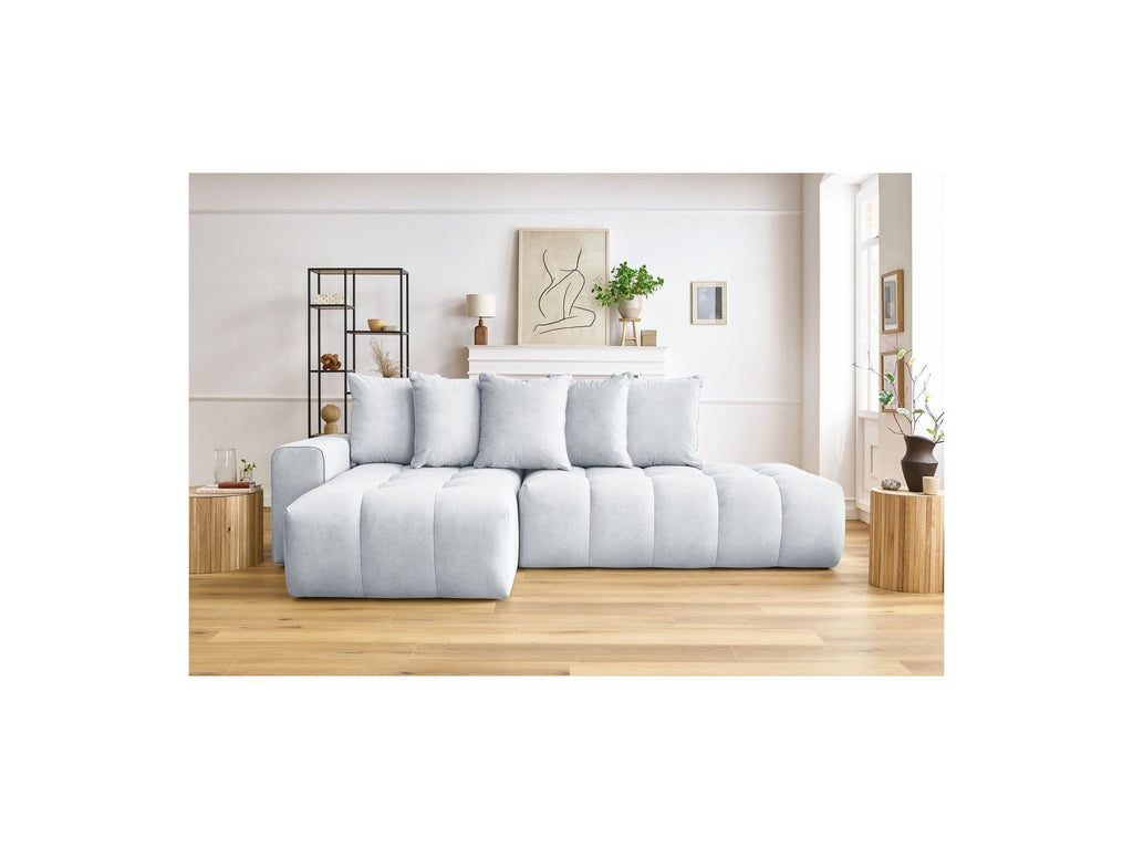 MONT WHITE fixed corner sofa in velvet - Left-hand corner - BOBOCHIC - The Bradery