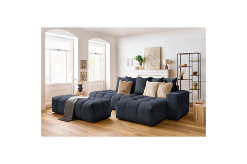 Canapé d'angle fixe MONT BLANC en velours avec pouf - Angle droit - BOBOCHIC - The Bradery