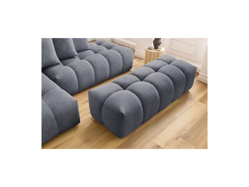 Canapé d'angle fixe MONT BLANC en velours avec pouf - Angle gauche - BOBOCHIC - The Bradery