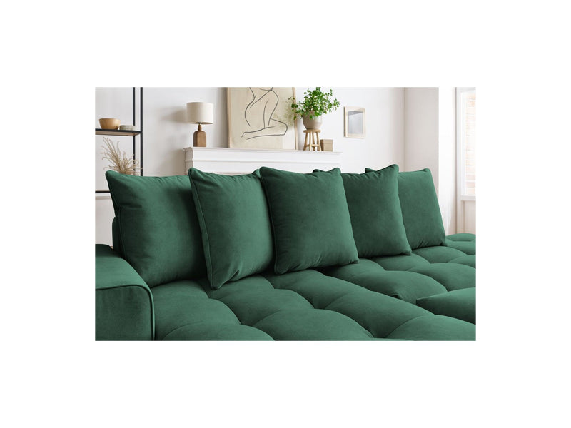 Canapé d'angle fixe MONT BLANC en velours avec pouf - Angle gauche - BOBOCHIC - The Bradery