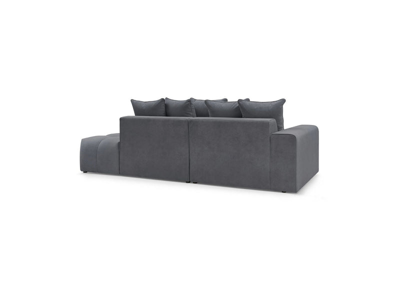 Canapé d'angle fixe MONT BLANC en velours avec pouf - Angle gauche - BOBOCHIC - The Bradery