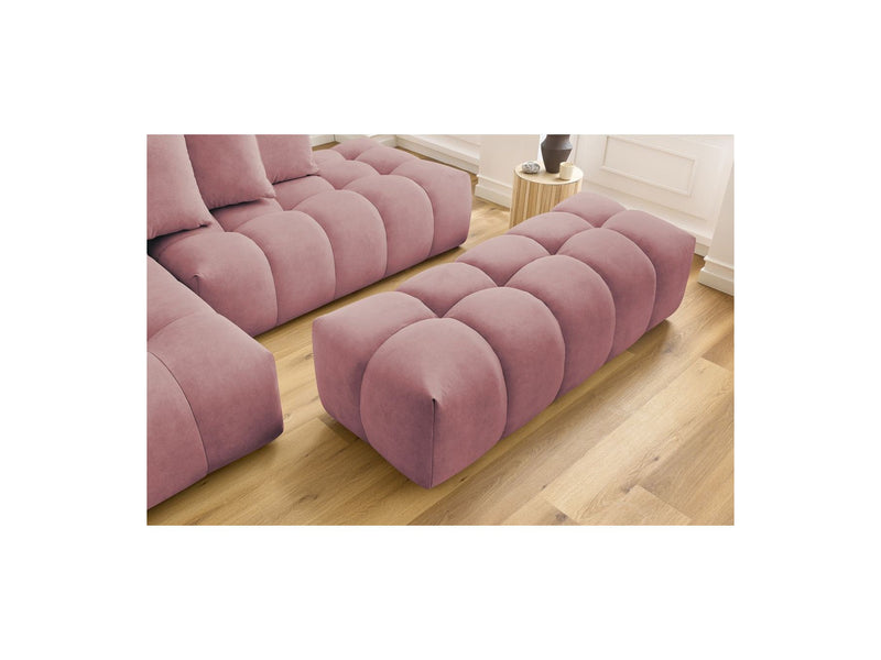 Canapé d'angle fixe MONT BLANC en velours avec pouf - Angle gauche - BOBOCHIC - The Bradery