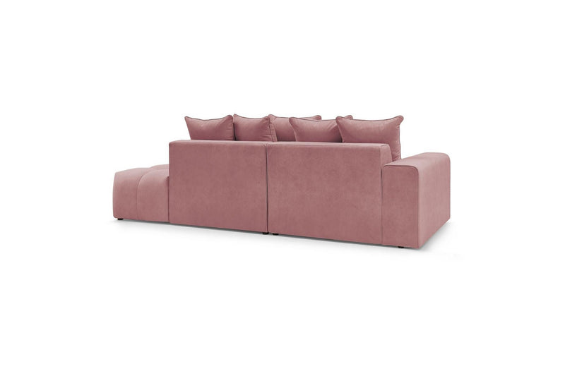 Canapé d'angle fixe MONT BLANC en velours avec pouf - Angle gauche - BOBOCHIC - The Bradery