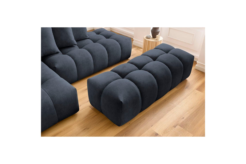 Canapé d'angle fixe MONT BLANC en velours avec pouf - Angle gauche - BOBOCHIC - The Bradery