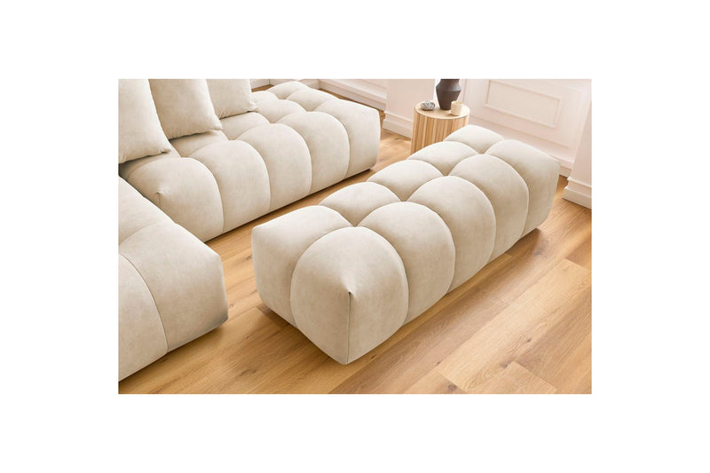 Canapé d'angle fixe MONT BLANC en velours avec pouf - Angle gauche - BOBOCHIC - The Bradery