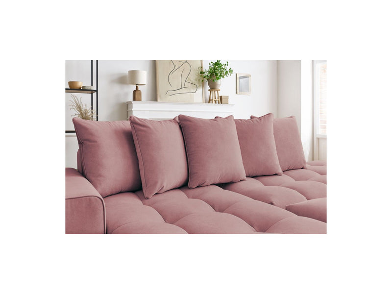 Canapé d'angle fixe MONT BLANC en velours avec pouf - Angle gauche - BOBOCHIC - The Bradery