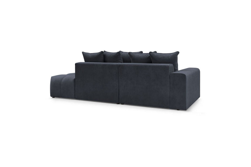 Canapé d'angle fixe MONT BLANC en velours avec pouf - Angle gauche - BOBOCHIC - The Bradery