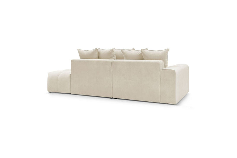 Canapé d'angle fixe MONT BLANC en velours avec pouf - Angle gauche - BOBOCHIC - The Bradery