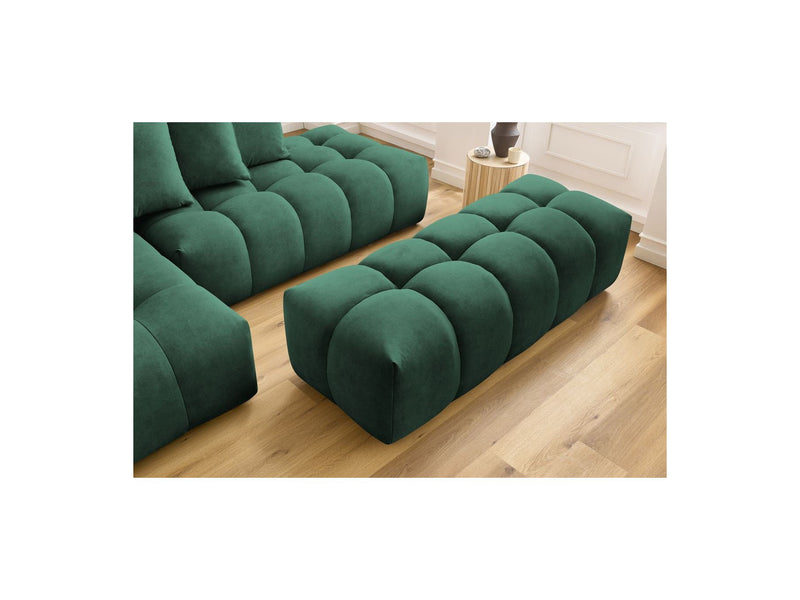 Canapé d'angle fixe MONT BLANC en velours avec pouf - Angle gauche - BOBOCHIC - The Bradery