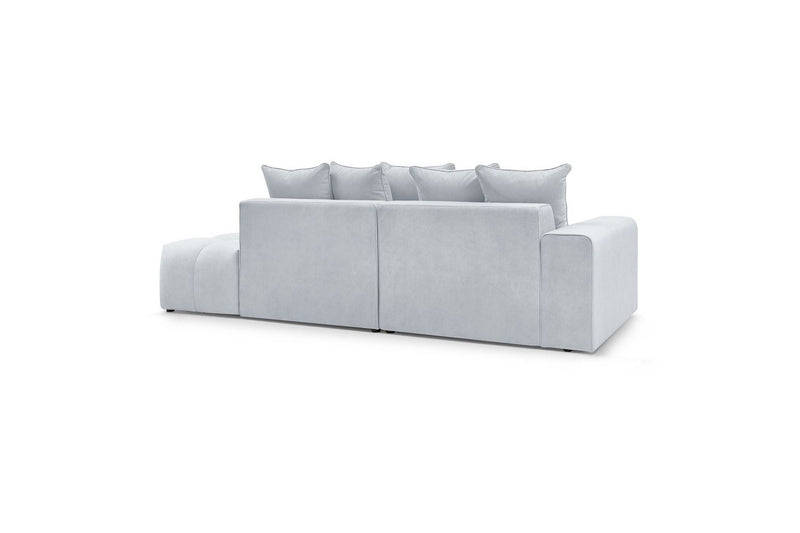 Canapé d'angle fixe MONT BLANC en velours avec pouf - Angle gauche - BOBOCHIC - The Bradery